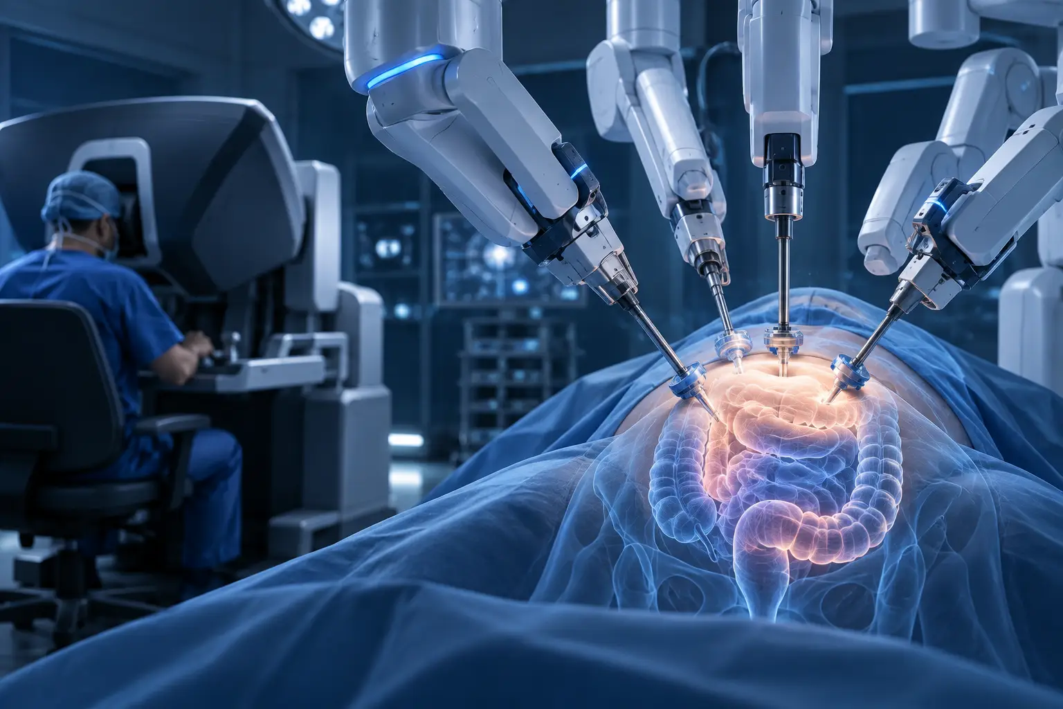 robotic surgery in a holographic operating room